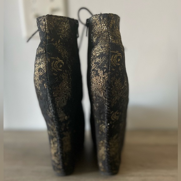 Jeffrey Campbell Havana Last Metallic Flower Platform Boots Handmade Shoes - Picture 11 of 14